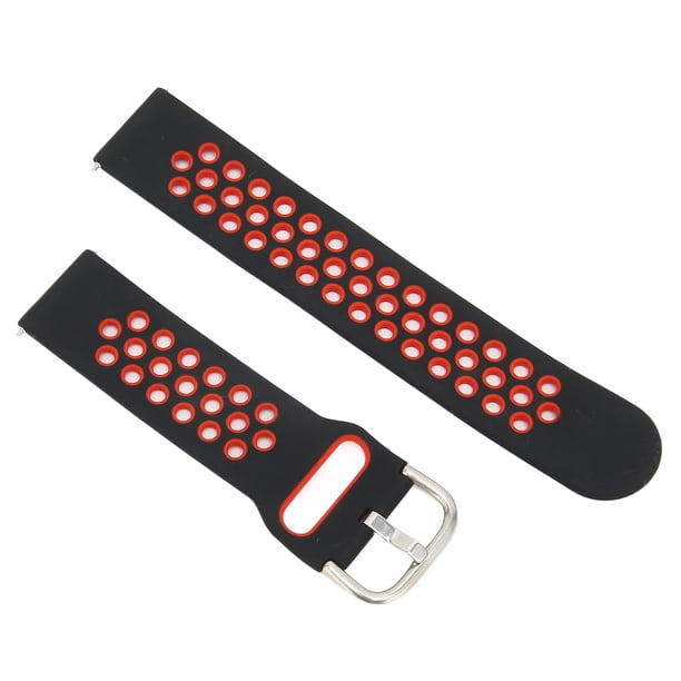 Correa de reloj de silicona suave de 20 mm de repuesto con orificios de aire para Amazfit GTS 3, color negro y rojo
