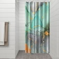 thumbnail image 4 of Small Stall Shower Curtain for Bathroom,Marble Shower Curtain Green Modern Abstract Narrow Shower Curtain for Bathroom,Waffle Textured Shower Curtains Hotel Washable Water Repellent, 36W x 72L, 4 of 4