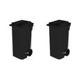 thumbnail image 1 of Pemberly Row Set of 2 Plastic Step-On Touchless 32 Gallon Trash Cans in Black, 1 of 8
