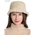 thumbnail image 4 of BadPiggies Women Winter Bucket Hat Adjustable Vintage Cloche Hats Warm Faux Fur Wool Outdoor Fisherman Cap (Beige), 4 of 6