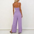 thumbnail image 4 of Cutuoiiu Casual Women Solid V Neck Spaghetti Strap Jumpsuit with Side Slit Wide Leg Long Pants for Daily Wear Gifts, 4 of 6