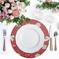 thumbnail image 4 of Ryvnso Red Cherry with Daisy Flower Round Plate Mats Dining Table Placemat Set of 4 for Holiday Decoration, 4 of 7