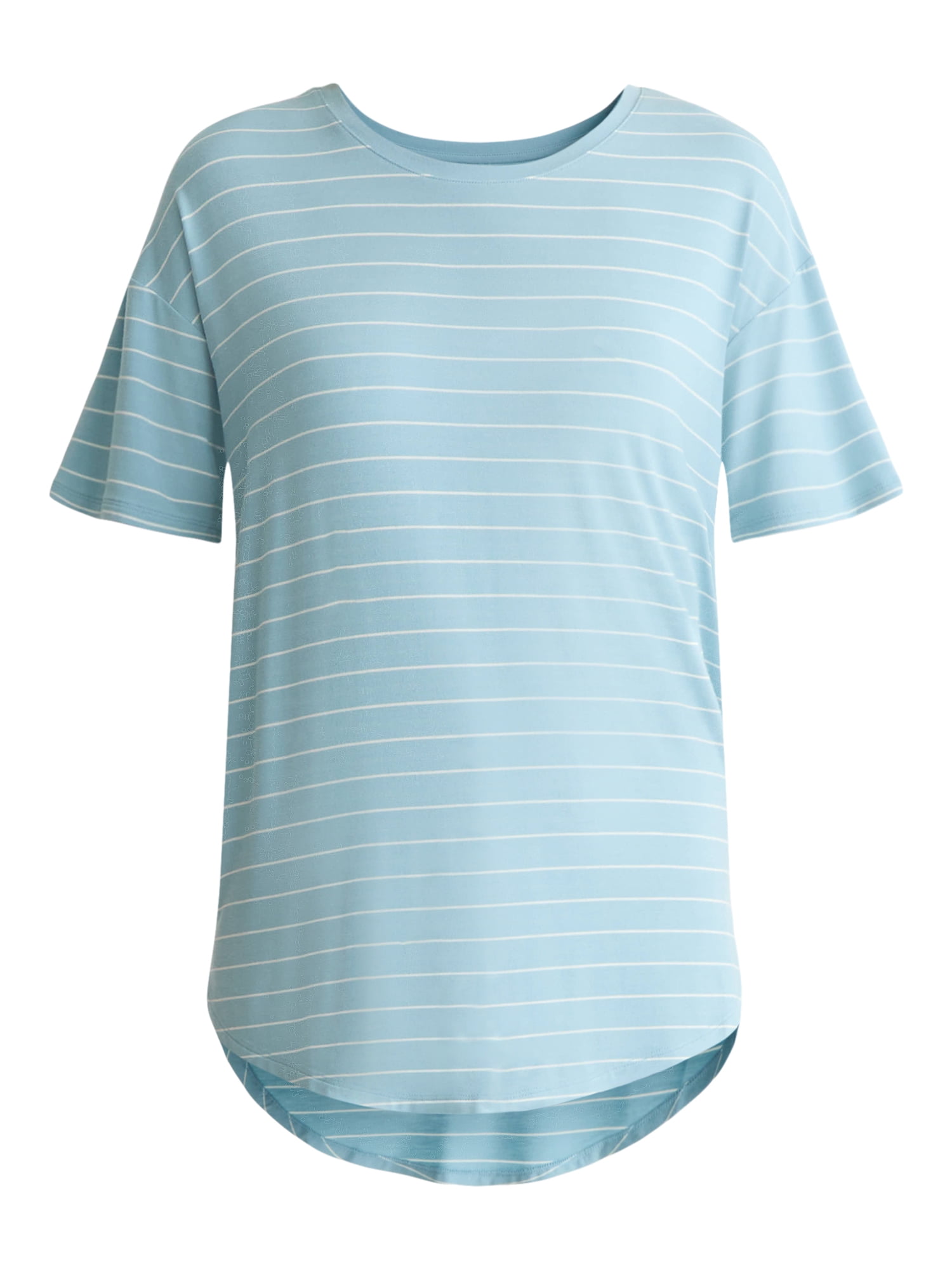 Time and Tru Women’s Crewneck Tunic Tee with Short Sleeves, Sizes XS-XXXL