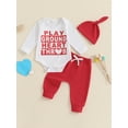 thumbnail image 4 of Hirigin Baby My First Valentine's Day Outfits Long Sleeve Romper Bodysuit Top Pants Hat 3 Piece Clothes Set, 4 of 9