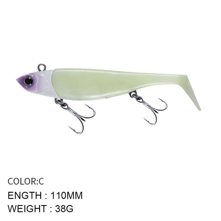 T Tail Silicone 95mm 110mm fly fishing Minnow Lure Soft bass Bait worm Lead  Head hook 110MM C