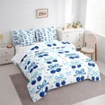 thumbnail image 3 of jejeloiu Blue Bowtie Bow 7-Piece Bedding Comforter Set,Cute Fruit Cherry King Bedding Sets For Girl Teens Reversible, 3 of 8