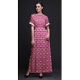 thumbnail image 2 of Bimba Rayon Quarterfoil & Water Lily Floral Printed Womenâ€™s Long MaxiÂ&nbsp;DressÂ&nbsp;Gown With Side Slit-XSmall, 2 of 6