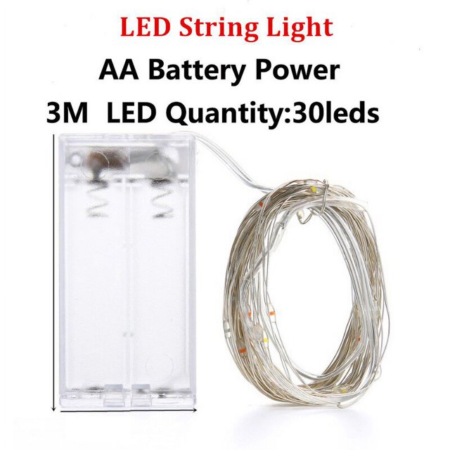 Guirnalda de luces LED con batería para decoración navideña, guirnalda de alambre de cobre, 1m, 2m, 3m, 5m, 10m