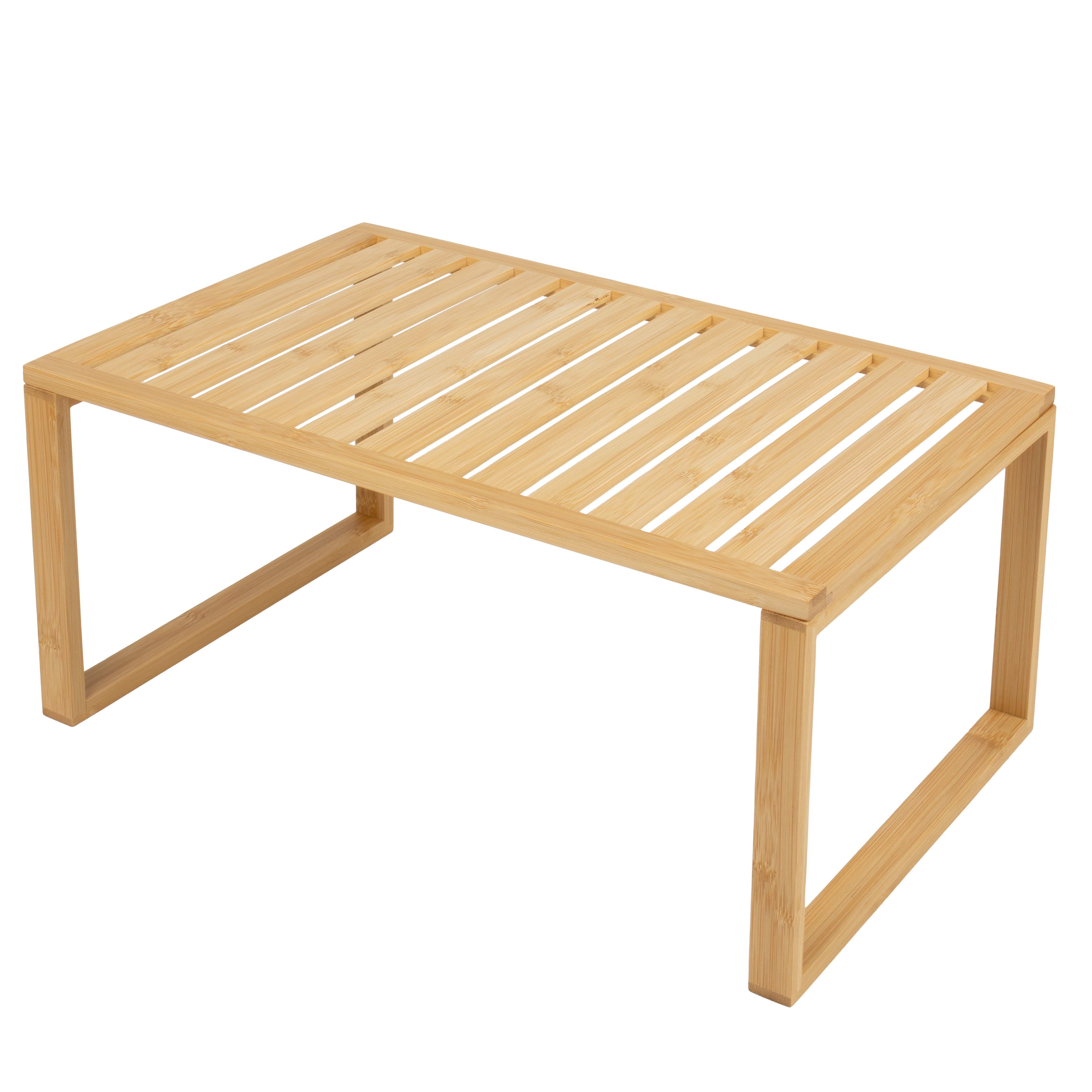 Better Homes & Gardens Bamboo Stackable Shelf, Natural Bamboo Color, Easy Assemble, 16 x 10 x 1.18in