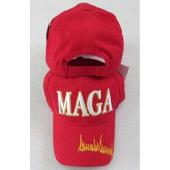 TRUMP 2024 MAGA SIGNATURE LETTERS RED USA EMBROIDERED HAT CAP