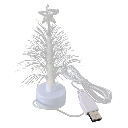 

NUOLUX Mini LED Christmas Tree Night Light Color Changing Fiber Optical Light USB Connection Lamp Festival Decor for Bedroom Shopping Mall Home