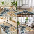 thumbnail image 4 of Area Rugs 3'x5', Navy Blue Brown Carpet Runner Indoor Outdoor Rugs Home Decor Aesthetic, Rustic Tropical Botanical Palm Leaves Non Slip Mats Washable Accent Rug for Living Room Bedroom, 4 of 8
