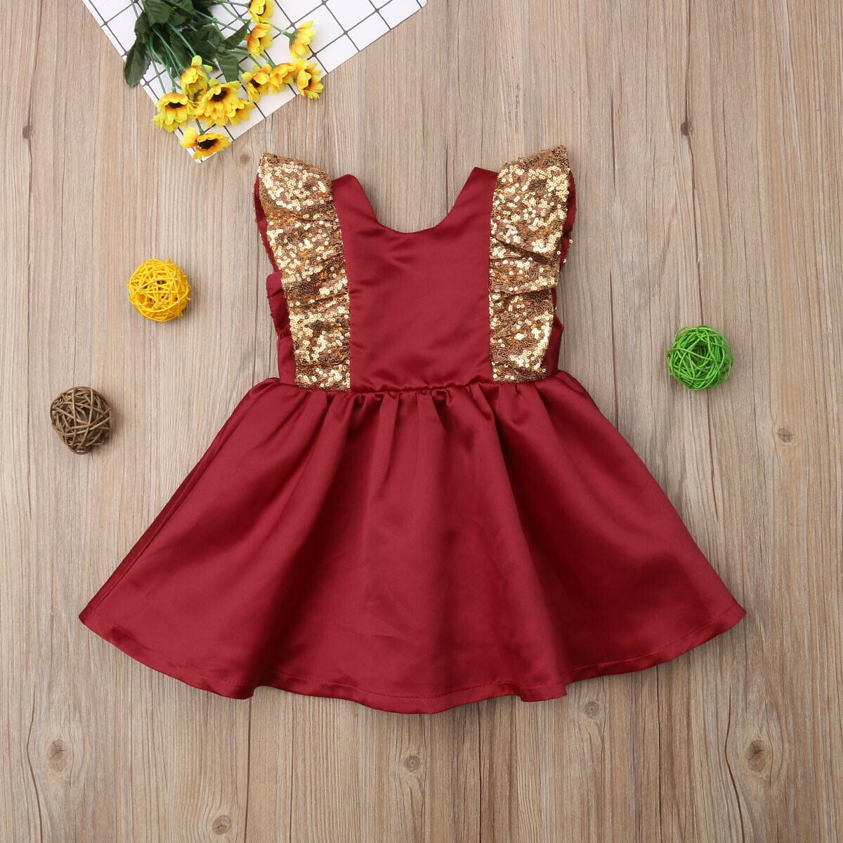 AIMJCHLD 6M-5T Baby Girls Backless Pageant Wedding Party Sequins Bowknot Flower Dresses