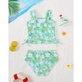 thumbnail image 3 of Kucnuzki 6T Little Girls Swimsuit Set 7T Girl Summer Bathing Suit Drawstring Floral Top Bottoms 2pcs Bikini Set Beach Breathable Tankini Set Swimwear Green, 3 of 8