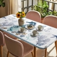 thumbnail image 3 of Coastal Seahorse Table Cloths for 4 Foot Rectangle Tables, Nautical Starfish Shell Seaweed Anchor Patio Waterproof Elastic Fitted Tablecloths, Washable Rectangular Table Cover for Camping, 3 of 8