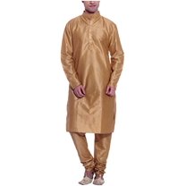 Royal Kurta Men's Luxury Art Silk Blend Occasional Kurta Churidar Gold