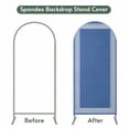 thumbnail image 4 of Dark Blue Greek Key Arch Backdrop Cover, Spandex Fitted Wedding Arch Cover, Geometric Greece Ancient Farmhouse Geo Round Top Stand Covers for Birthday Ceremony Bridal Shower Party Decor 4x1.65 Ft, 4 of 9