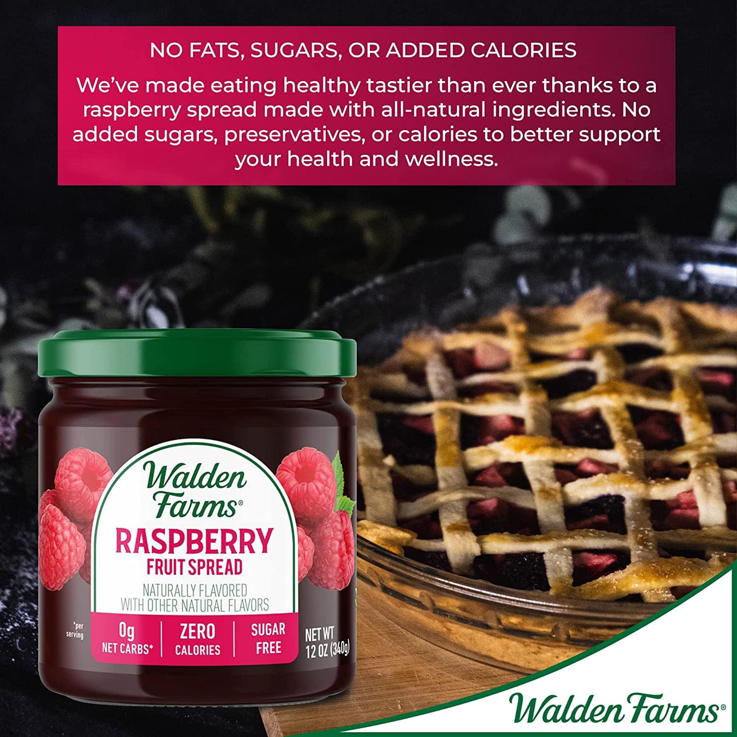 Walden Farms Calorie Free Fruit Spread Raspberry 12 oz Pack of 3