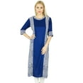 thumbnail image 1 of Bimba Women Long Straight Kurti Kurta 3/4 Sleeve Top Indian Ethnic Blouse, 1 of 1