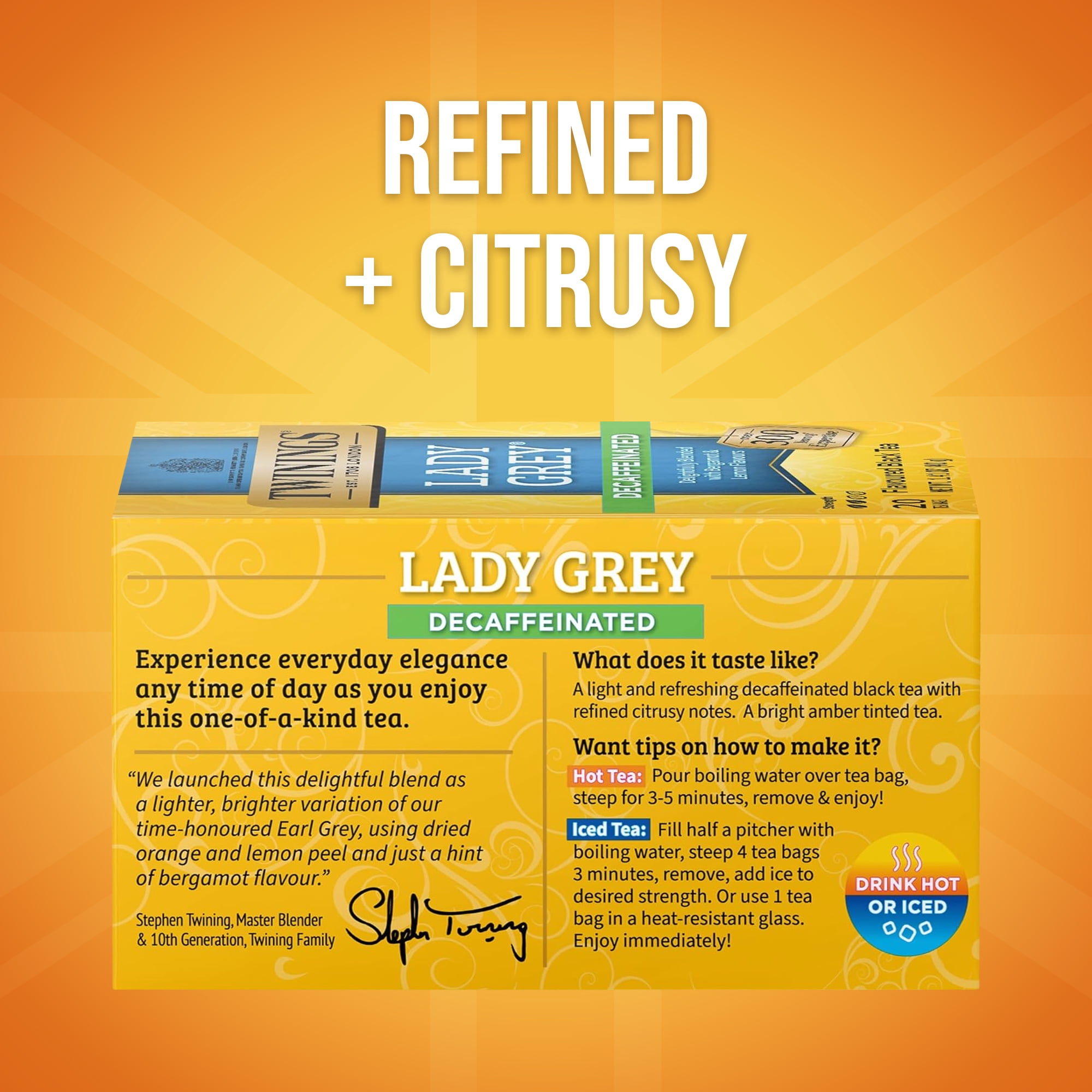 Twinings Lady Grey Decaffeinated Citrus Black Tea, Individually