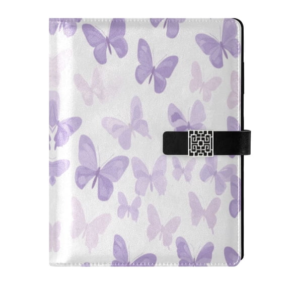 Leather Planner Leather Notebook Notebook Journal Binder Design Pen Pocket Design Convenient for Storage Pretty Purple Butterfly Seamless