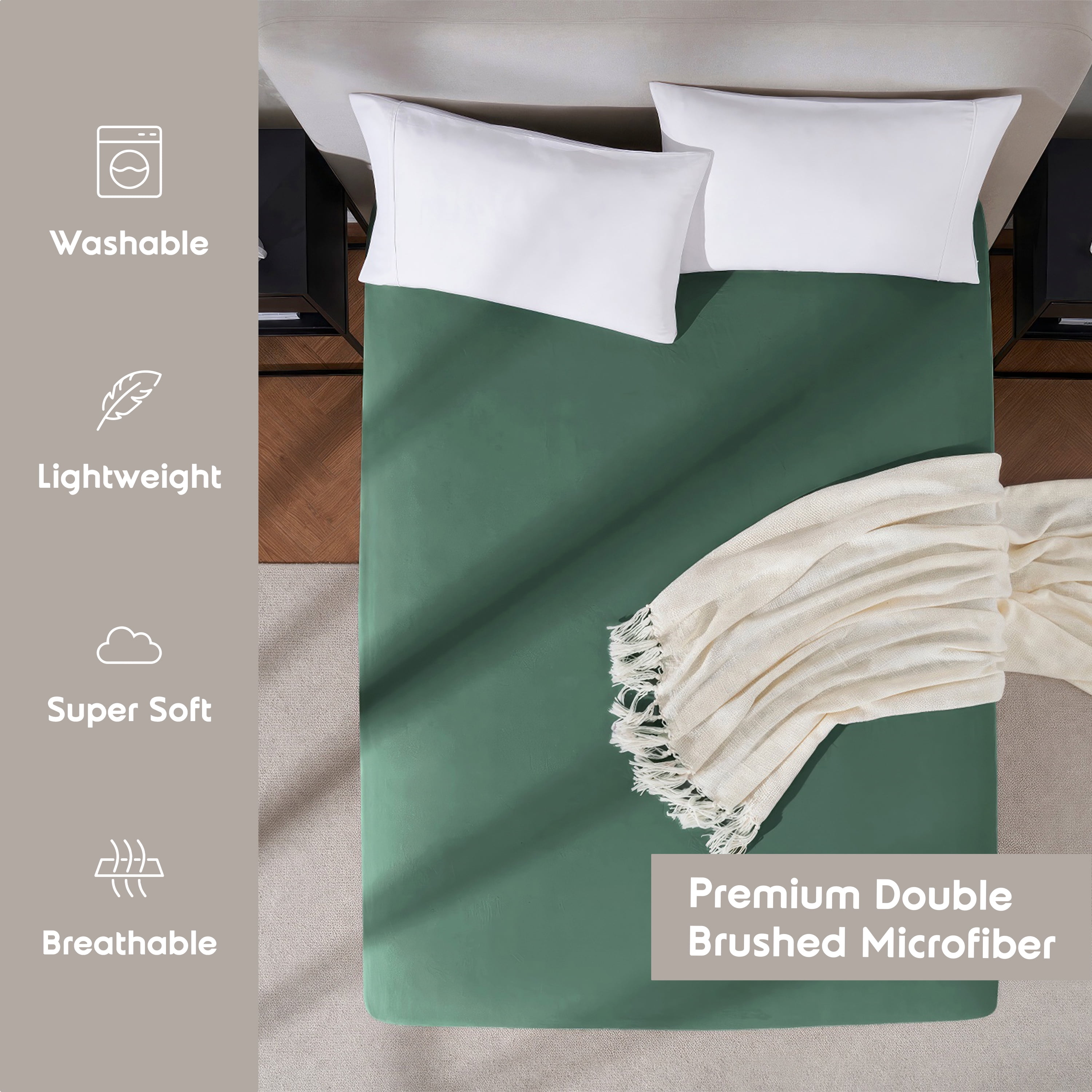 LammaLoe Extra Deep Pocket Full Size Fitted Sheet Only, Fits 18" to 24" Mattress, Soft Microfiber Fitted Bed Sheet, Hunter Green