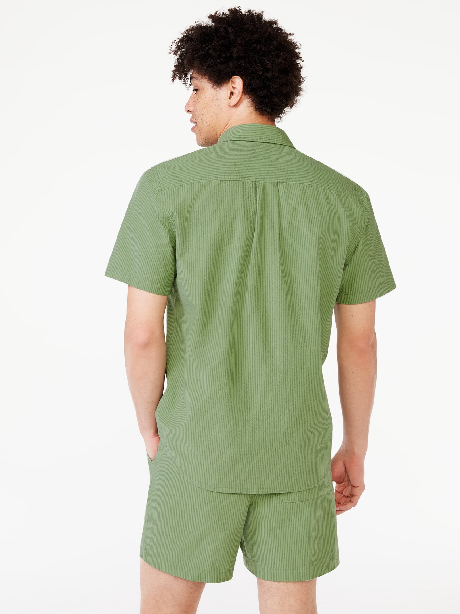 Free Assembly Men's Seersucker Shirt with Short Sleeves
