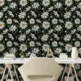 thumbnail image 2 of Ambesonne Daisy Peel & Stick Wallpaper for Home, Art Realist Chamomile Pattern, 13"x36", Off White Fern Green, 2 of 5