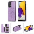 thumbnail image 2 of case for  Samsung Galaxy A52 Case Wallet with Card Holder, Embossed Mandala Pattern Flower Premium PU Leather Double Magnetic Buttons Flip Shockproof Protective Cover for Samsung Galaxy A52 Purple-SKM, 2 of 15