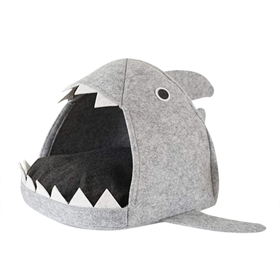 Shark Shaped Pet Bed for Cats and Dogs, Washable and Foldable Pet Cave House, Breathable Sleeping Nest, Portable Pet Hut with Random Color Inner Cushion