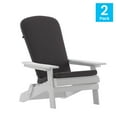 thumbnail image 5 of BizChair Set of 2 All-Weather Poly Resin Indoor/Outdoor Folding Adirondack Chairs in White with Gray Cushions for Deck, Porch, and Patio, 5 of 15
