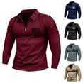 thumbnail image 5 of CENL Mens Casual Long Sleeve Shirt Slim Zip Collar Sports T Shirt Muscle Tops Tee, 5 of 9
