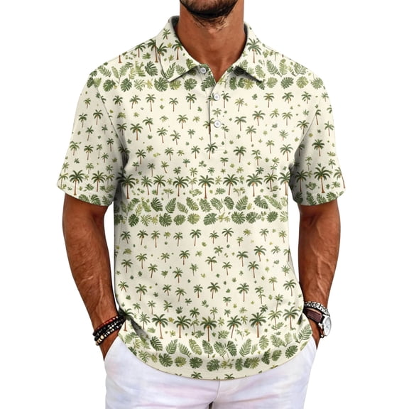 Mfakffe Hawaiian Shirts for Men Summer Short Sleeve Button Down Casual Polo Shirts Tropical Beach Tee(Purple,L)