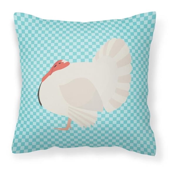 Carolines Treasures BB8157PW1414 White Holland Turkey Blue Check Fabric Decorative Pillow, 14 x 14 in.