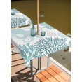 thumbnail image 2 of Square Outdoor Tablecloth with Umbrella Hole Teal Green Octopus Coastal Outside Table Cloth Waterproof Patio Table Cover Nautical Coral Starfish Zipper Tablecloths for Picnic Party Camping 54x54 Inch, 2 of 8