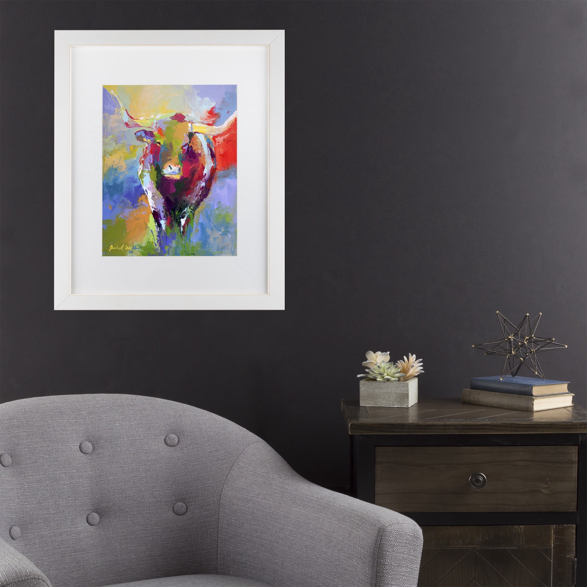 Richard Wallich 'Longhorn' Matted Framed Art