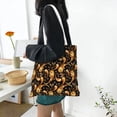 thumbnail image 6 of DouZhe Reusable Grocery Bags, Gold Paisley Ethnic Style Lightweight Polyester Canvas Cloth Tote Bag for Travle Gym Shopping School, 15" x 16", 6 of 7