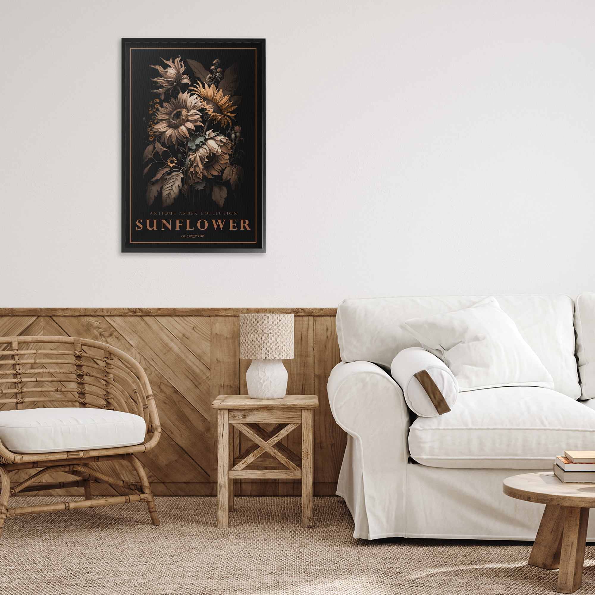 Stupell Industries Antique Sunflower Light Black Framed Giclee Art, design by Chris Giampietro