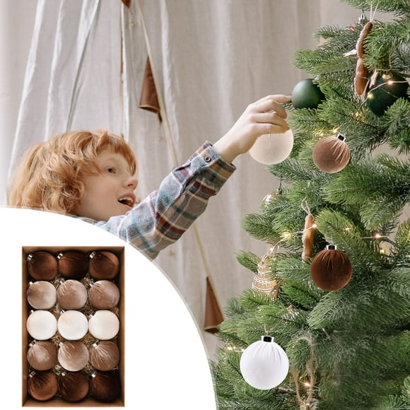 Velvet Christmas Balls 3,15 Pouces - Ornements de Sapin de Noël - Ensembles de 15 Boules d'Ornements pour Décoration de Sapin de Noël