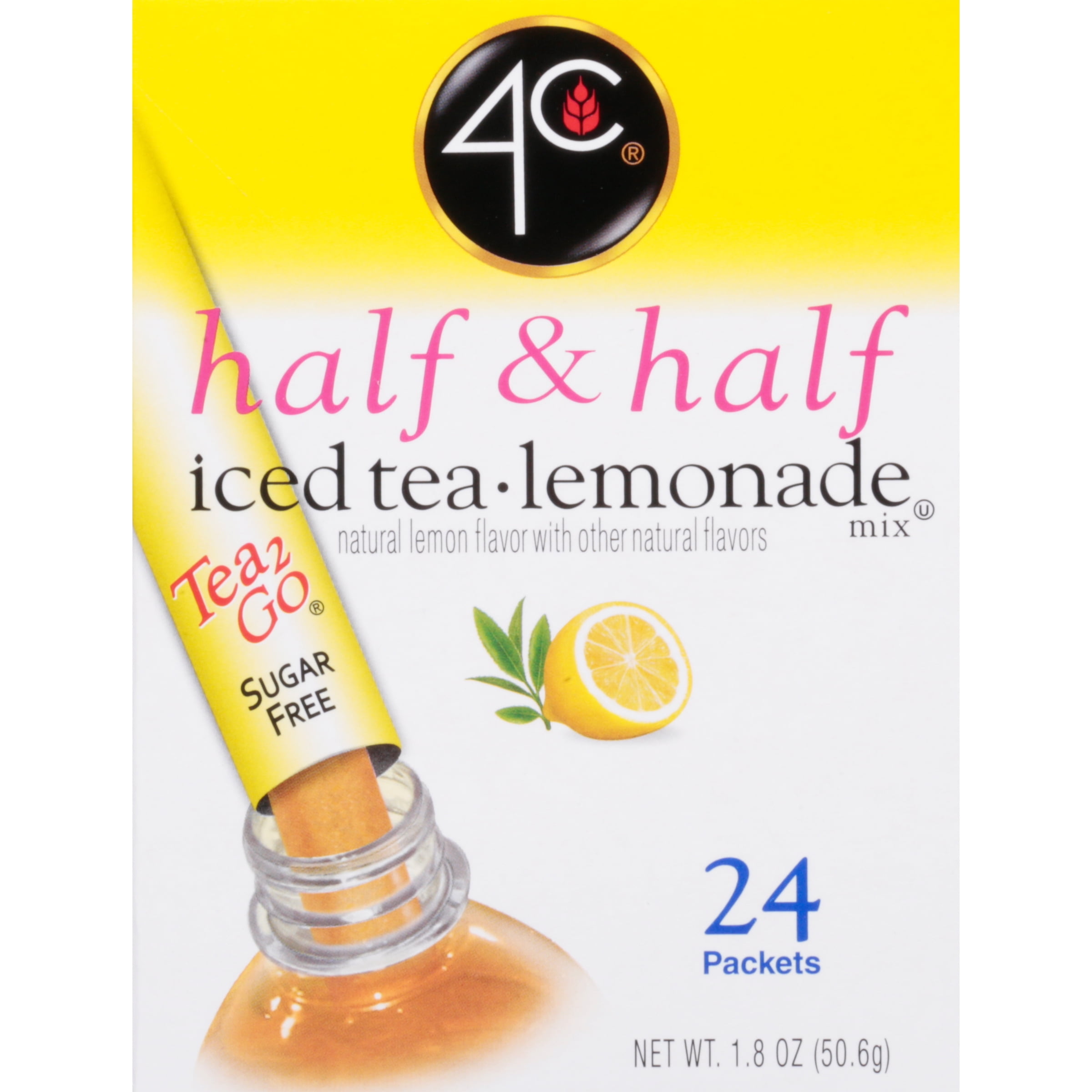 (6 pack) 4C Totally Light Half, & Half Lemonade Iced Tea Mix, 1.5 oz, 24 Packets, 1 Ct
