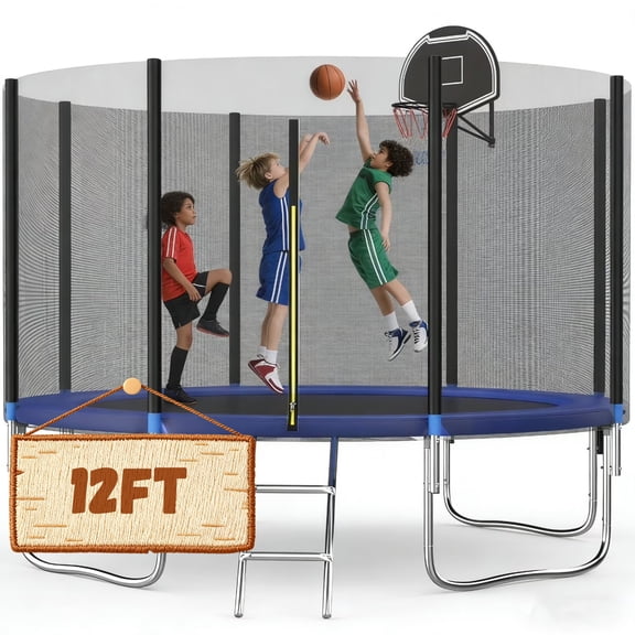 Shengchao Trade1000LBS Trampoline for Adults and Kids,Trampoline with Enclosure,Recreational Trampoline with Ladder, Heavy Duty Trampoline Capacity for 3-5 Kids