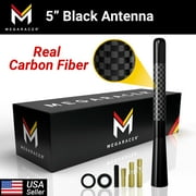 Mega Racer 5" Black Carbon Fiber Short Stubby Antenna, Universal Car Truck Antenna Replacement, 1 Pack