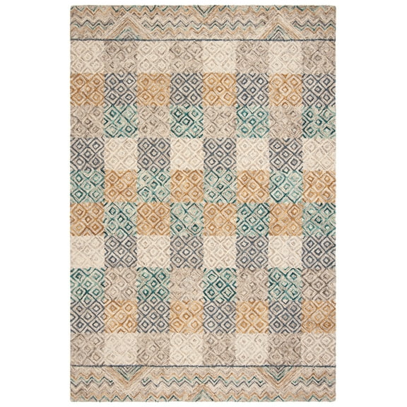 SAFAVIEH Aspen Peregrine Geometric Wool Area Rug, Blue/Gold, 8' x 10'