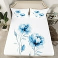 thumbnail image 2 of jejeloiu Ink Aesthetic Art Full Size Sheets,Retro Rustic Floral Bed Sheets,Blue White Sheet Sets For Kids,Ultra Soft Home Decor,4-Piece, 2 of 7