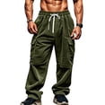 thumbnail image 6 of Men's Corduroy Pants Casual Cargo Pants Elastic Drawstring Waist Sweatpants With Pockets, 6 of 8