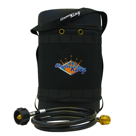 Flame King Gas Hauler Kit with Insulated Carry Case for 5 lb Propane Tank and 4-ft Hose for Camping