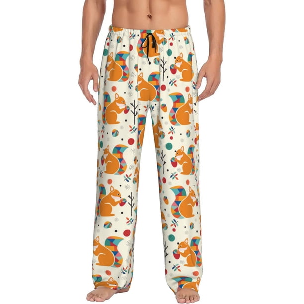 Fotbe Squirrel With Colorful Tail Pantalones de Pijama para Hombre, Pantalones de Dormir, Pantalones de Casa con Cintura Ajustable y Bolsillos-3X-Large