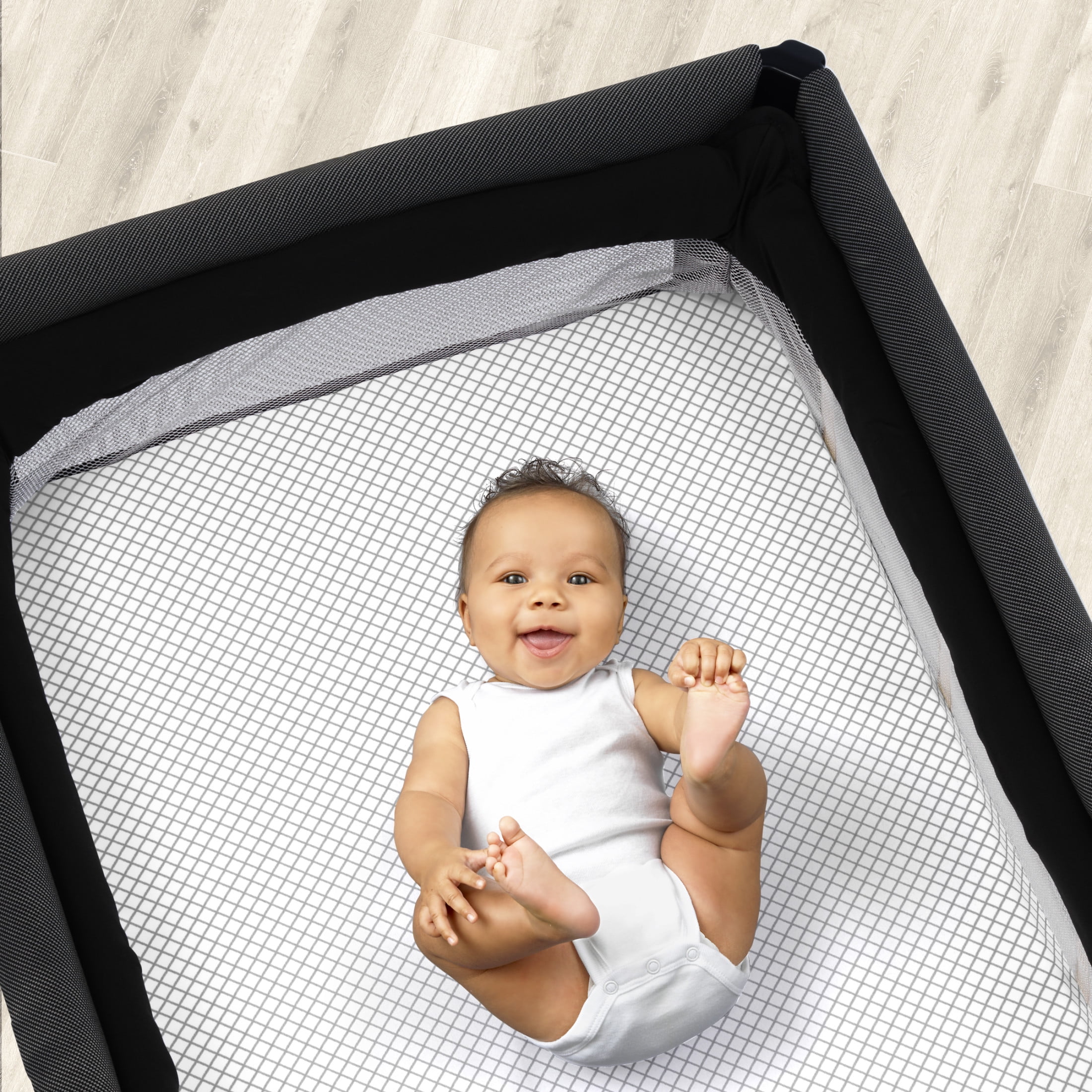 Chicco Lullaby Playard Fitted Sheets, Deep Pockets, Secure Fit - Grey Diamond (Grey/White), New