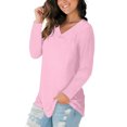 thumbnail image 4 of Vedolay Long Sleeve Blouses for Women Hooded Sweatshirts Long Sleeve Tee Blouse Pink,M, 4 of 5
