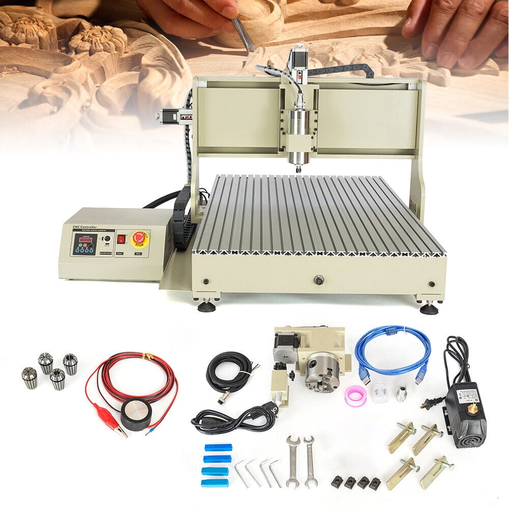 Miumaeov 4 Axis CNC 6090 Router Engraver Wood Carving Milling Machine 2.2kW+Controller USB